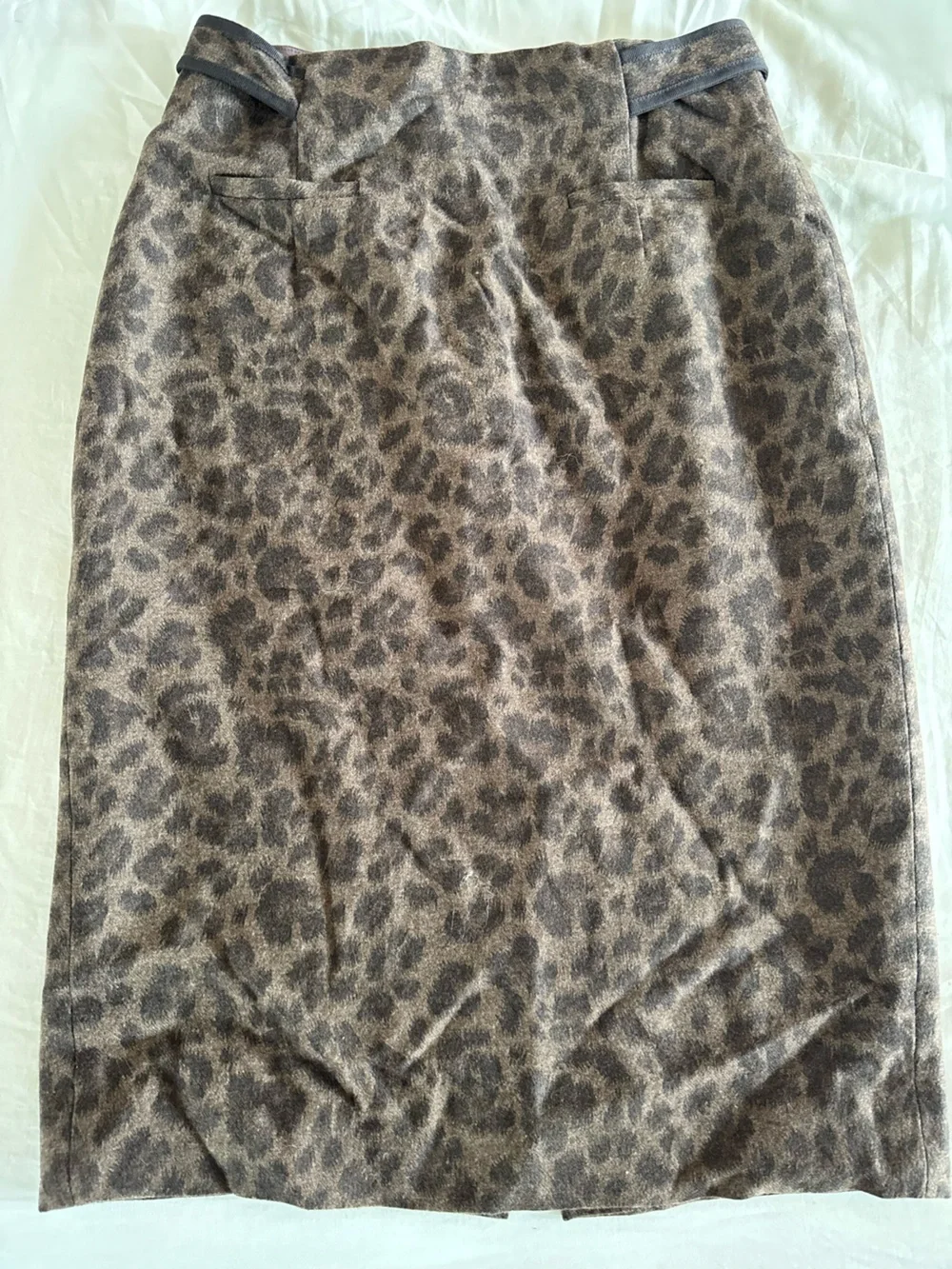 Rebecca Taylor Leopard-Pattern Skirt in Taupe and Dark Brown